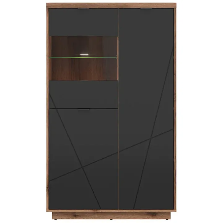 Vetrinetta 94x157h cm 2 ante rovere scuro nero opaco Elin