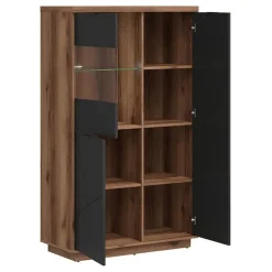 Vetrinetta 94x157h cm 2 ante rovere scuro nero opaco Elin