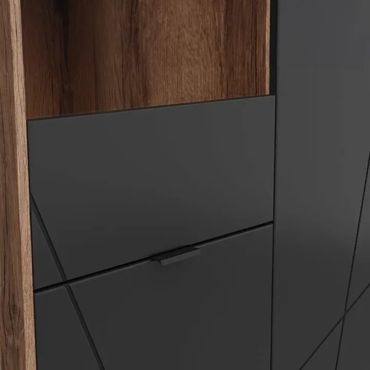 Vetrinetta 94x157h cm 2 ante rovere scuro nero opaco Elin