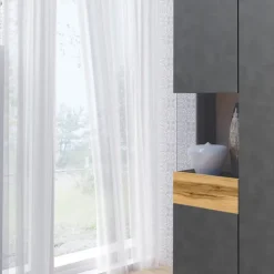 Vetrinetta 80x207h cm 2 ante sinistra moderna antracite rovere Bahama