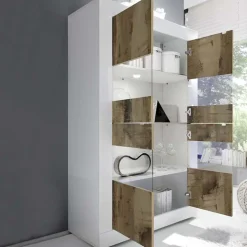 Vetrinetta 102x162h cm 4 ante soggiorno bianco lucido pero Eternity