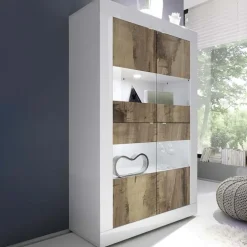 Vetrinetta 102x162h cm 4 ante soggiorno bianco lucido pero Eternity
