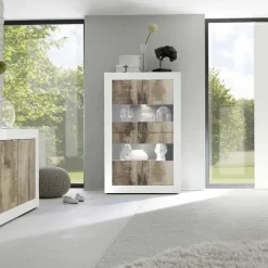 Vetrinetta 102x162h cm 4 ante soggiorno bianco lucido pero Eternity