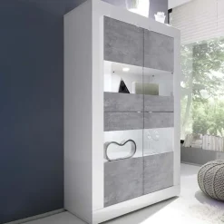 Vetrinetta 102x162h cm 4 ante soggiorno bianco lucido cemento Eternity