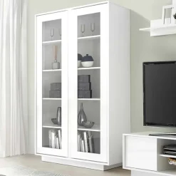 Vetrinetta 92x179h cm 2 ante soggiorno bianco lucido Spirit
