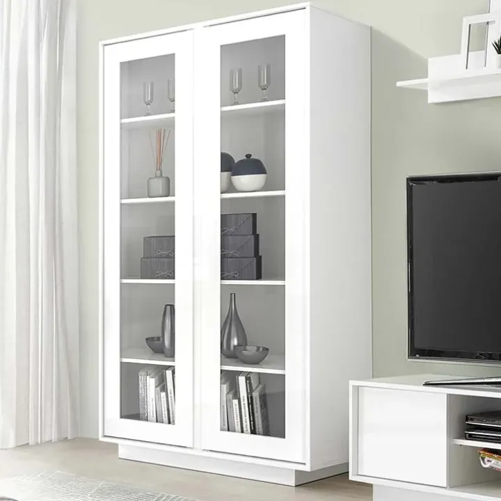 Vetrinetta 92x179h cm 2 ante soggiorno bianco lucido Spirit