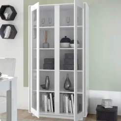 Vetrinetta 92x179h cm 2 ante soggiorno bianco lucido Spirit
