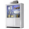 Vetrinetta 123x170h cm 2 ante soggiorno bianco lucido Essential