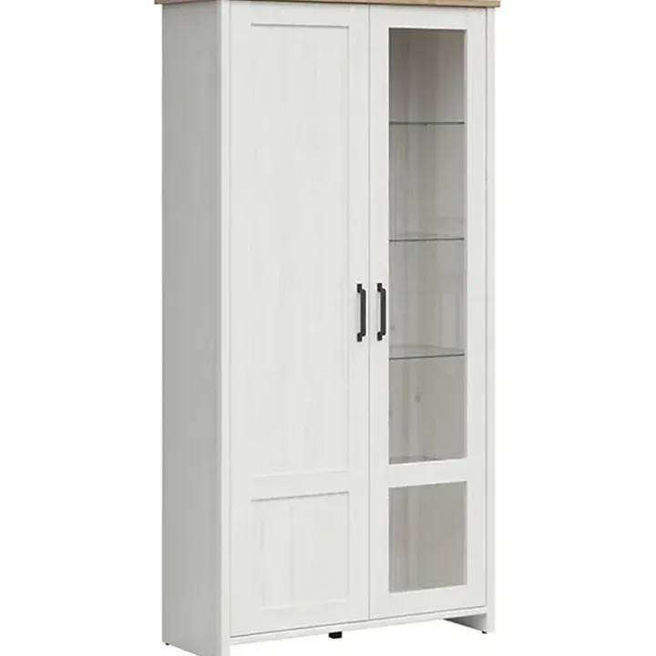 Vetrinetta 102x201h cm 2 ante soggiorno bianco frassinato rovere Lars