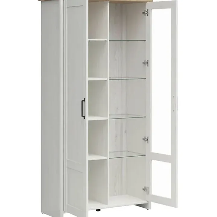 Vetrinetta 102x201h cm 2 ante soggiorno bianco frassinato rovere Lars