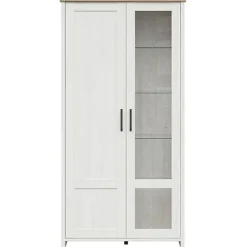 Vetrinetta 102x201h cm 2 ante soggiorno bianco frassinato rovere Lars