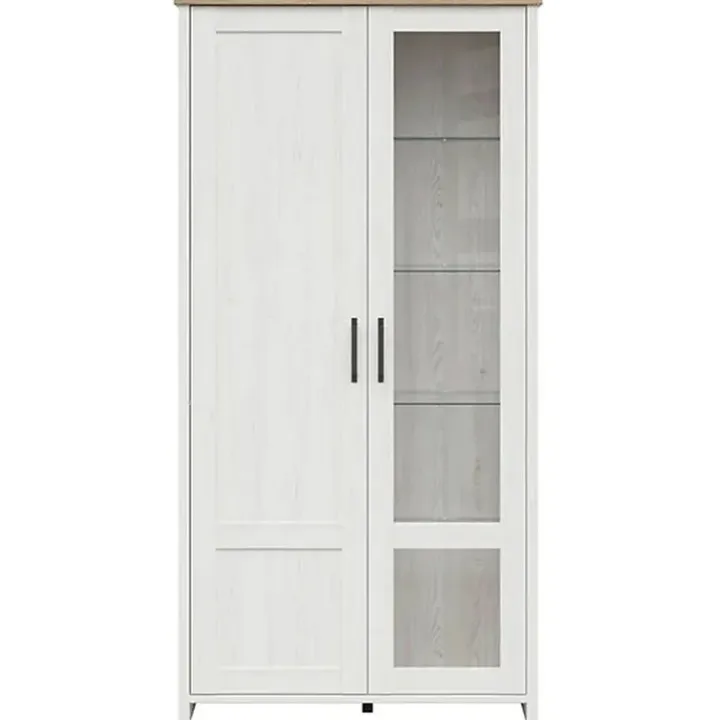 Vetrinetta 102x201h cm 2 ante soggiorno bianco frassinato rovere Lars