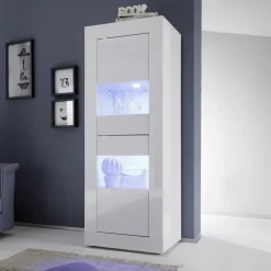 Vetrinetta 61x161h cm 2 ante soggiorno moderna bianco lucido Eternity