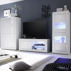 Vetrinetta 61x161h cm 2 ante soggiorno moderna bianco lucido Eternity