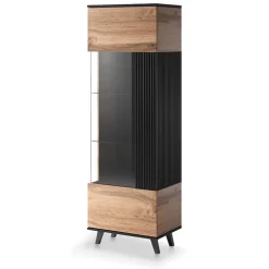 Vetrinetta 60x182h cm moderna industrial rovere nero Nandina