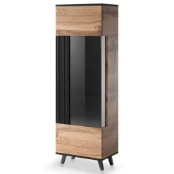 Vetrinetta 60x182h cm moderna industrial rovere nero Nandina