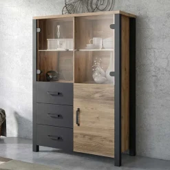 Vetrinetta 101x146h cm moderna quercia nero opaco Nebraska