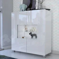Vetrinetta 100x107h cm moderna soggiorno bianco Corale