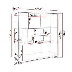 Vetrinetta 100x107h cm moderna soggiorno nero Corale