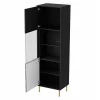 Vetrinetta 55x185h cm moderna soggiorno nero oro Osaka
