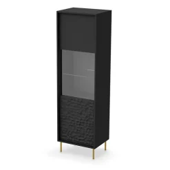Vetrinetta 55x185h cm moderna soggiorno nero oro Osaka
