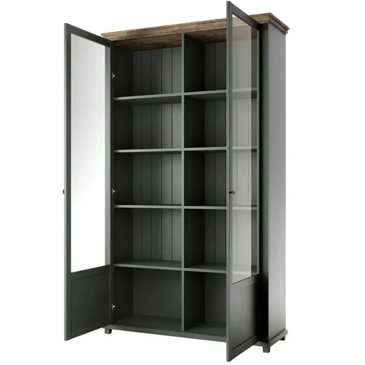Vetrinetta 126x200h cm soggiorno moderna verde quercia Texel